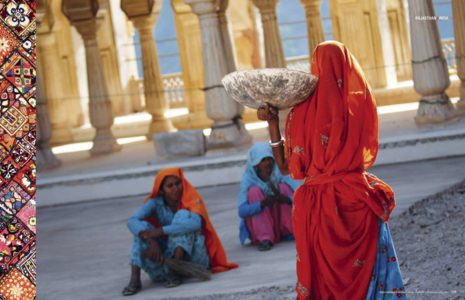 India is a mesmerising clash of beauty, colors and chaos, nowhere more than in Rajasthan, the parched desert state that is at once compelling and confounding. Here, photographer Kristian Bertel captures it in all its vivid glory, with a photograph of a couple of Indian women working at the Amber Fort in Jaipur, Rajasthan in India.